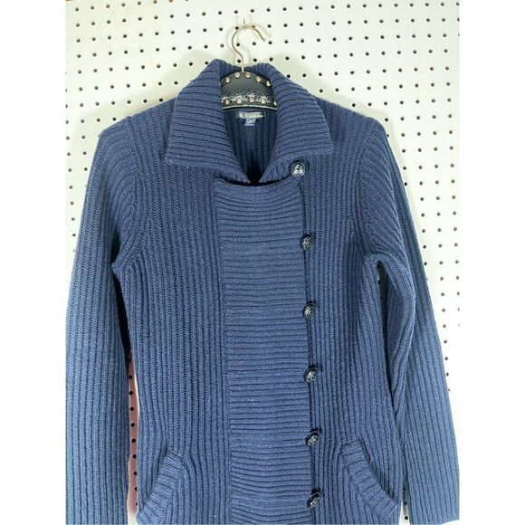 Brooks Brothers full zip cross button ribbed  cardigan wool sweater size M - Picture 3 of 10